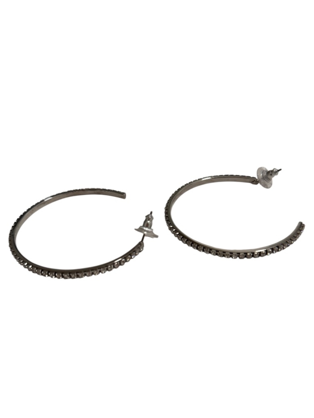 Swarovski Silver Tone Crystal Hoop Earrings